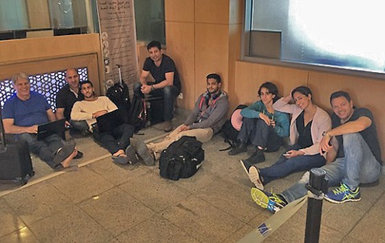 Die Mitglieder der israelischen Judo-Delegation werden am Flughafen festgehalten. Rabat (Marokko), 20. Mai 2015.